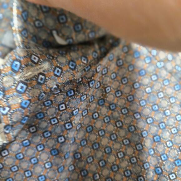 Stitch note shirt mens size medium blue brown geometric Egyptian cotton buttonup - Picture 6 of 10